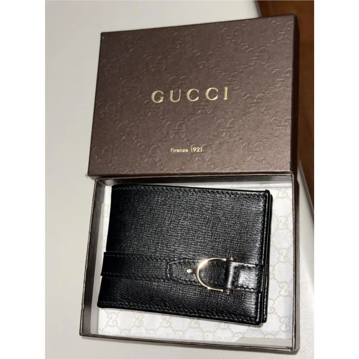 Gucci Men`s Black Leather Horsebit Wallet