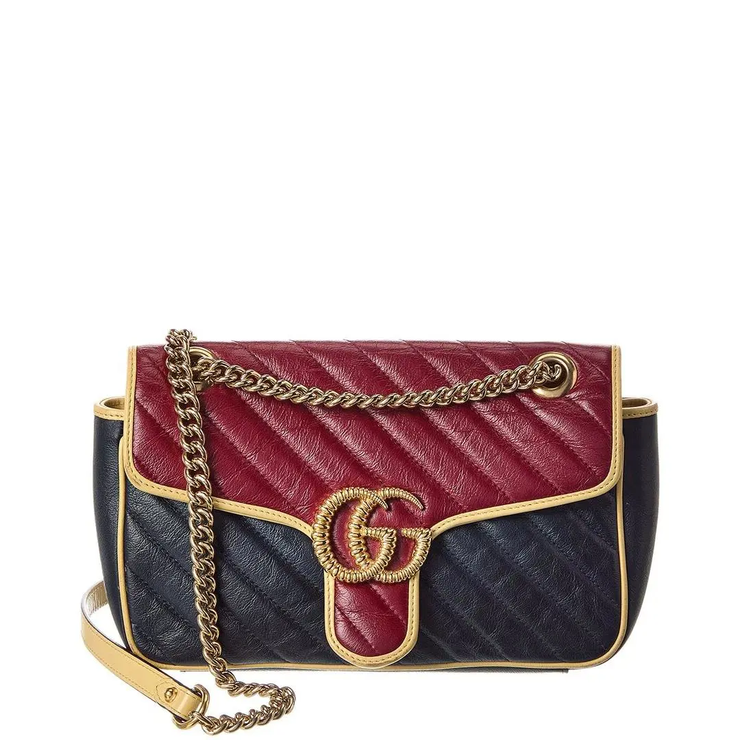 Gucci Multi Calfskin Leather Azalea Diagonal Small Torchon Gg Marmont