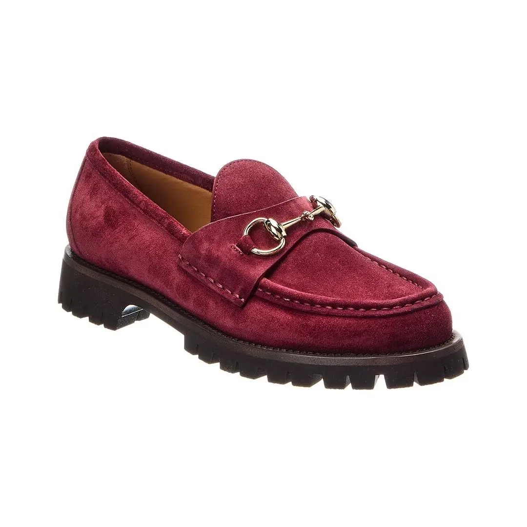 Gucci Horsebit Suede Loafer Women`s Red 36