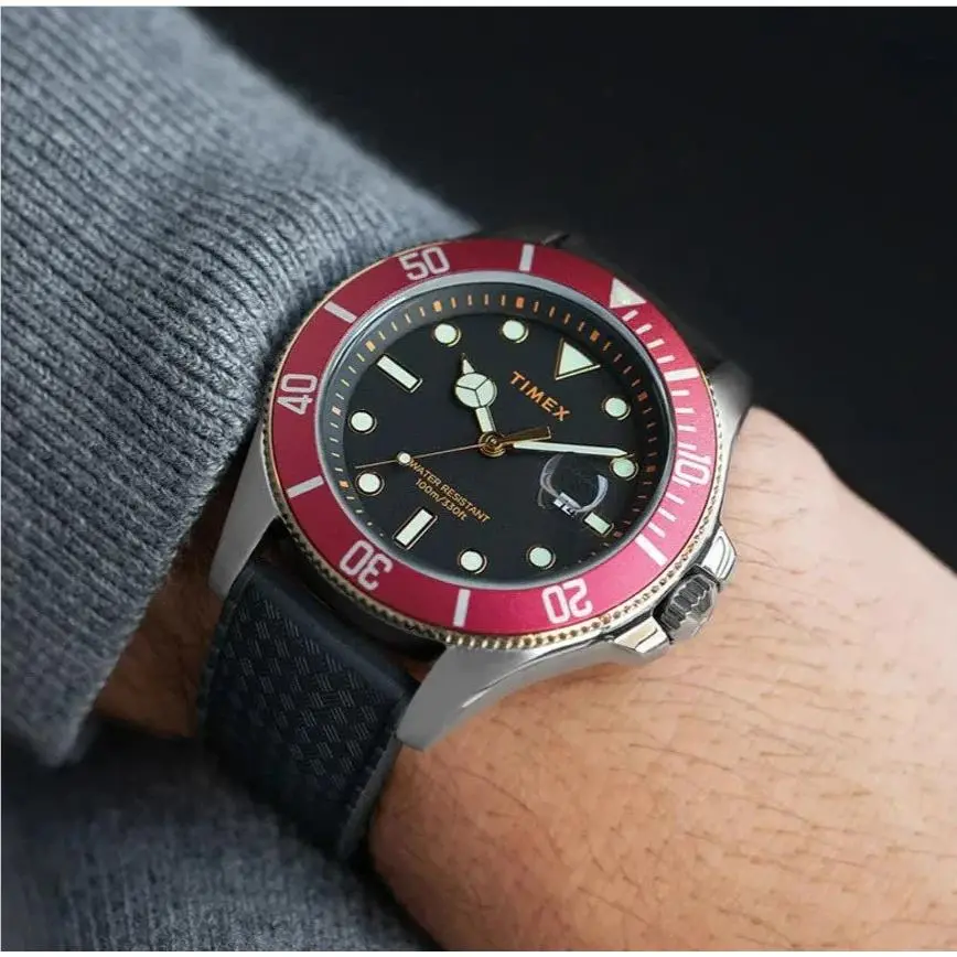 Timex Harborside Coast Quartz Black Dial Men`s Watch TW2V27300 - Dial: Black, Band: Black, Bezel: Silver-tone