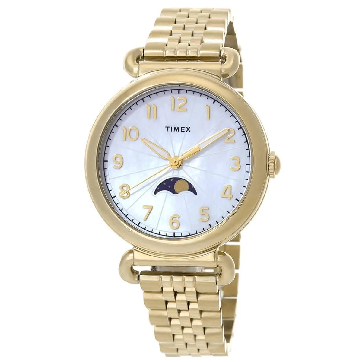Timex Trend Quartz Ladies Watch TW2T89500VQ - Dial: Mother of Pearl, Band: Gold-tone, Bezel: Gold-tone