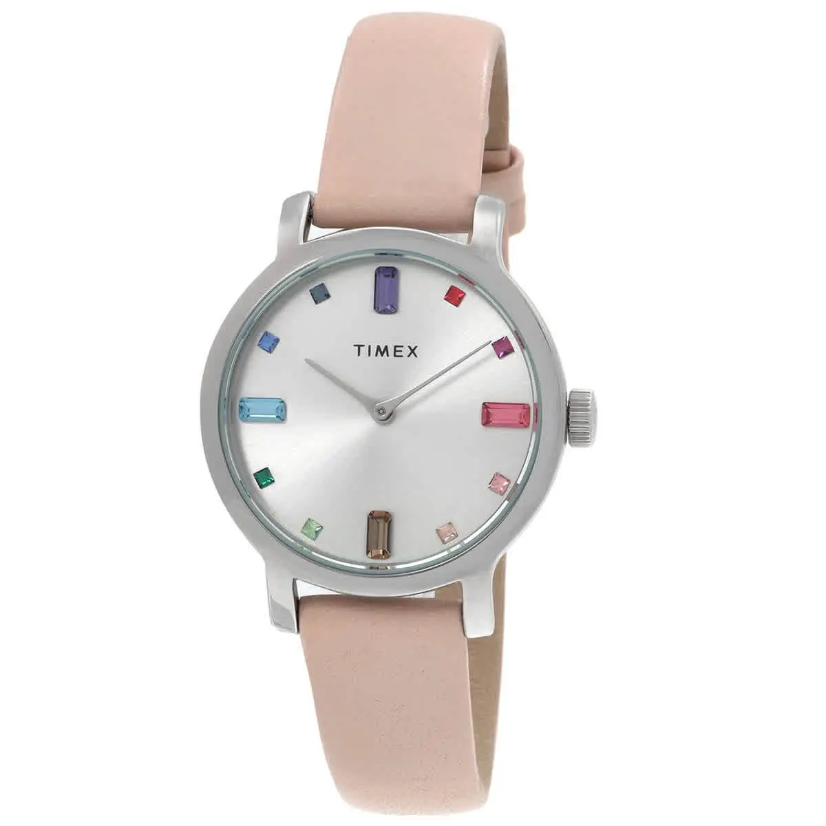 Timex TW2W46200 Transcend Silver-tone Dial 31 mm Women`s Watch - Pink, Dial: Silver-tone, Band: Pink