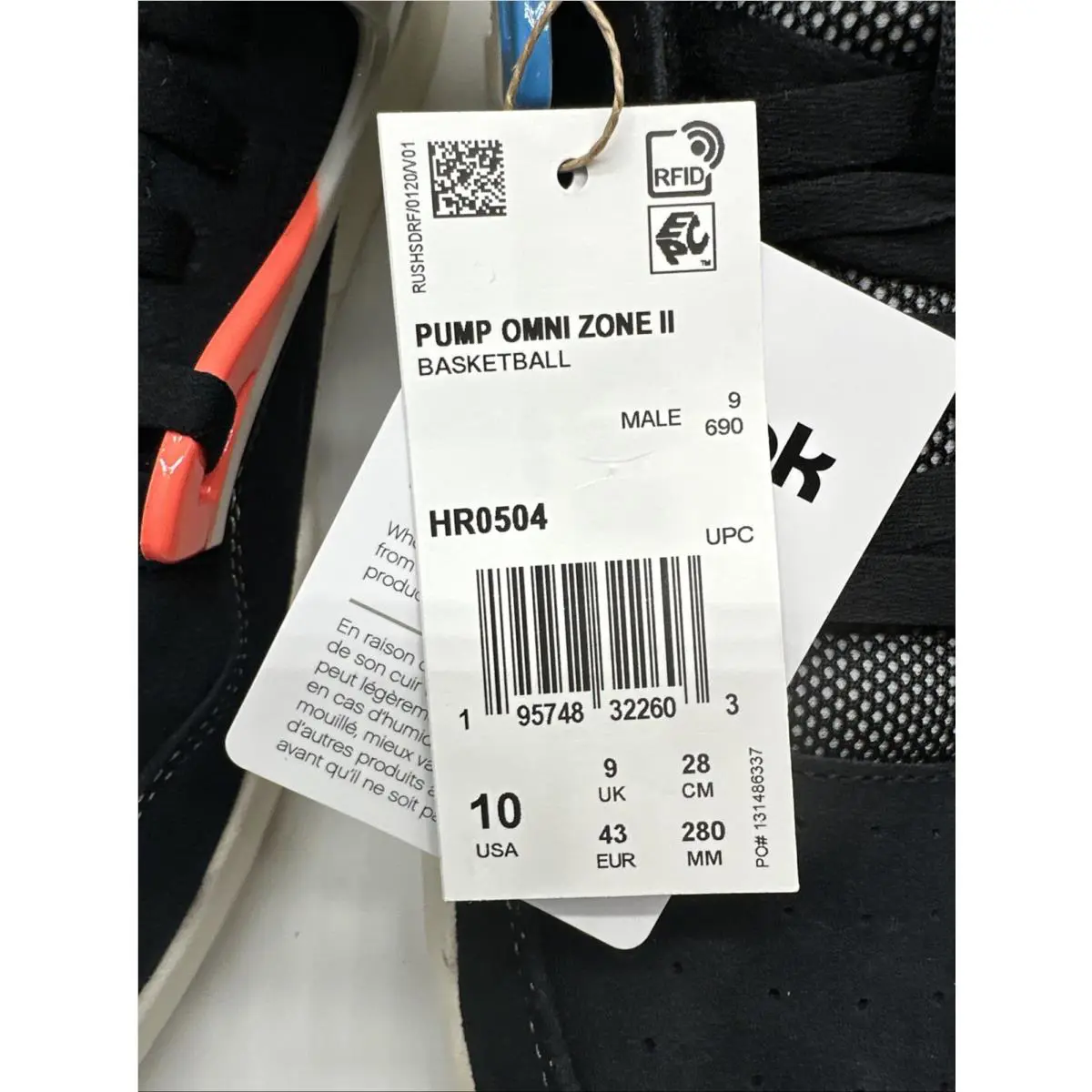 Reebok shoes - Reebok Pump Omni Zone II - HR0504 - Black, Manufacturer: Core Black/Chalk/Orange (UPC: 0195748322603) 1