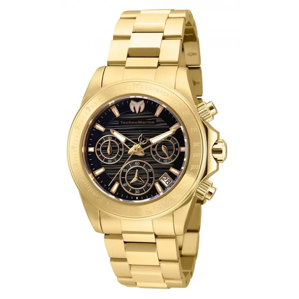 Technomarine TM-219014 Quartz Watch Blue Dial Stainless Steel 38mm Lady - Dial: Blue, Band: Gold