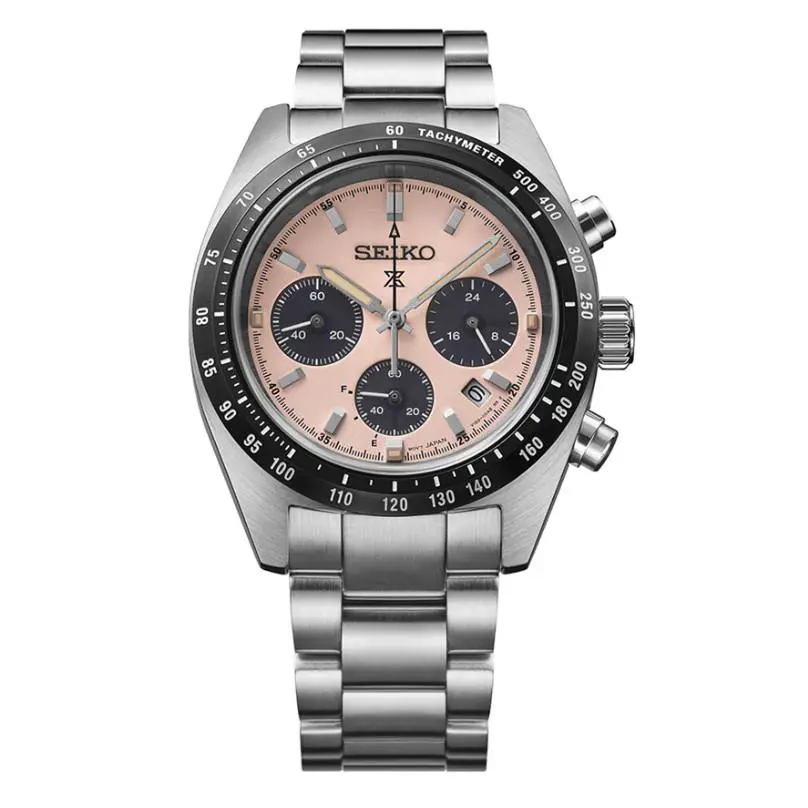 Seiko Prospex Speedtimer Solar Salmon Dial Men’s Watch SSC963 - Dial: Pink Salmon