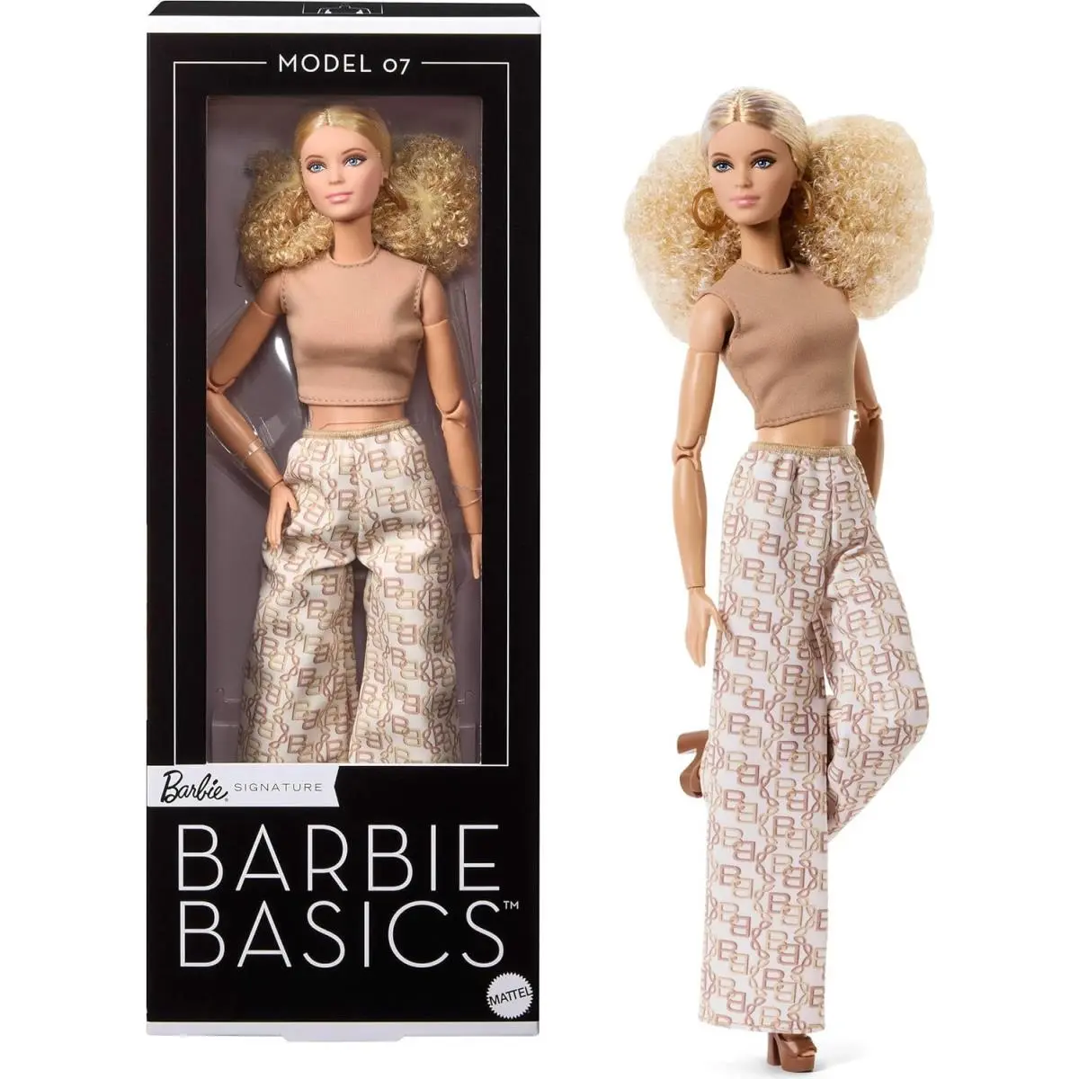 Barbie Basics Model Collector Fashion Doll 07 w/ Blonde Hair White Print Pants