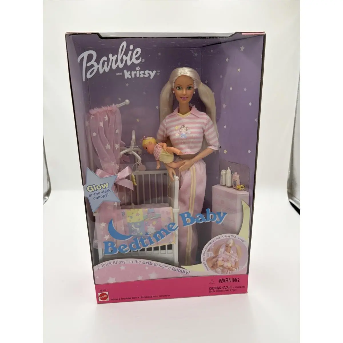 Vtg Barbie Krissy Bedtime Baby Glow In The Dark Doll Set Mattel 28516
