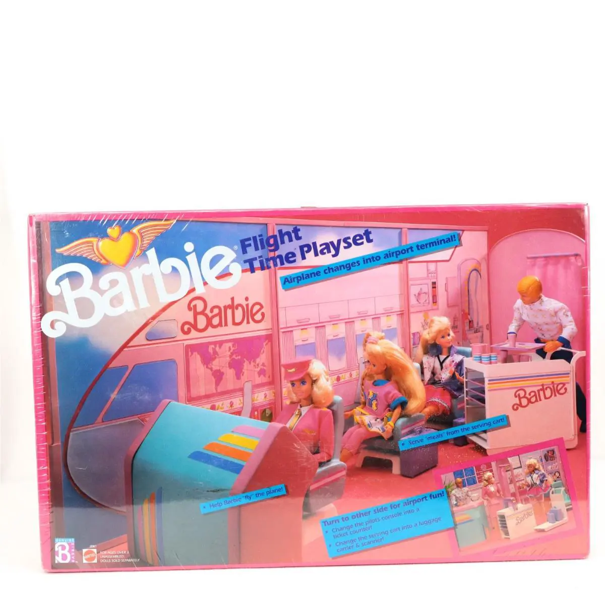 Vtg 1988/89 Mattel Barbie Flight Time Retailer-sealed Bundle Nrfb 2081 9584 9600