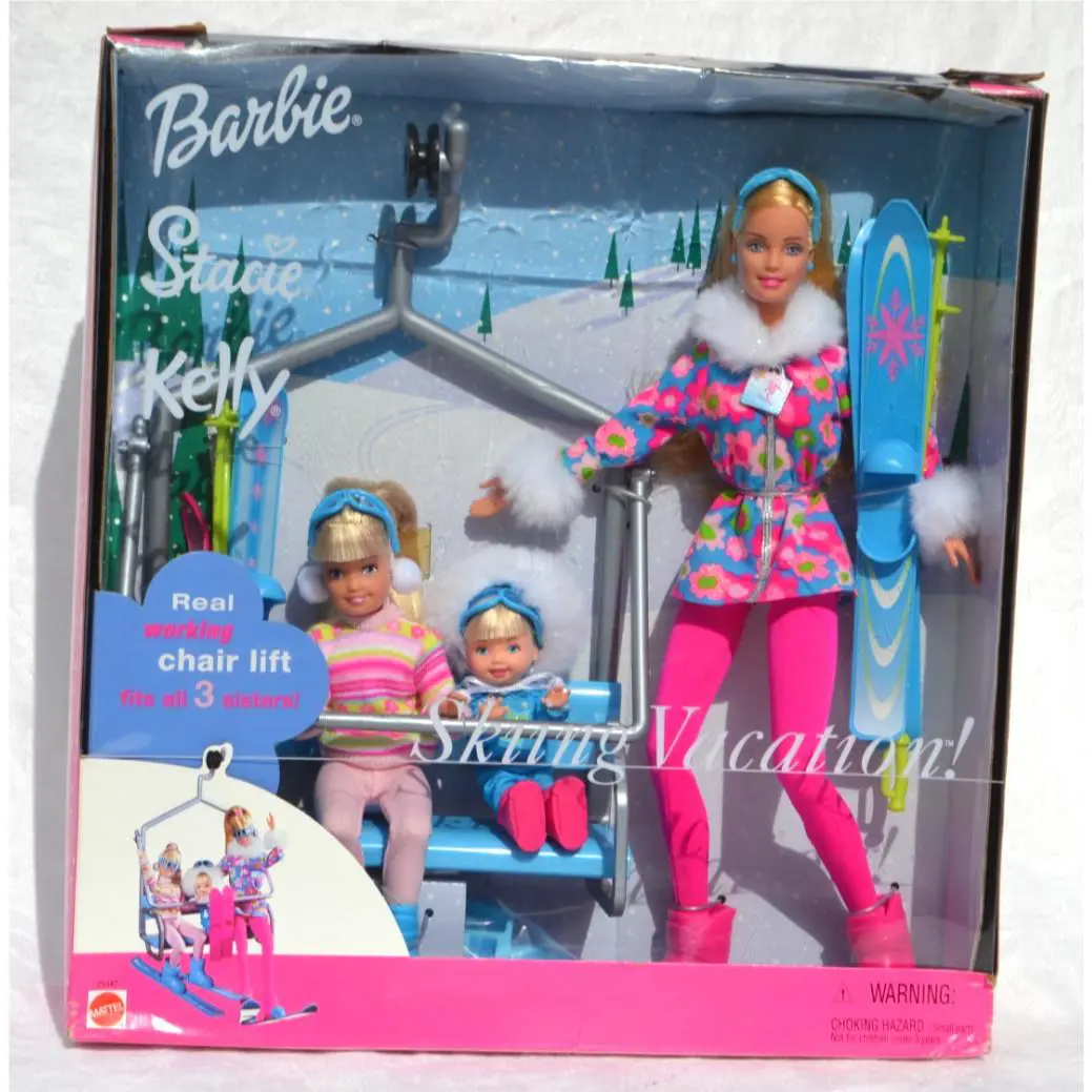 Barbie Stacie Kelly Dolls Skiing Vacation Gift Set Real Working Lift 2000
