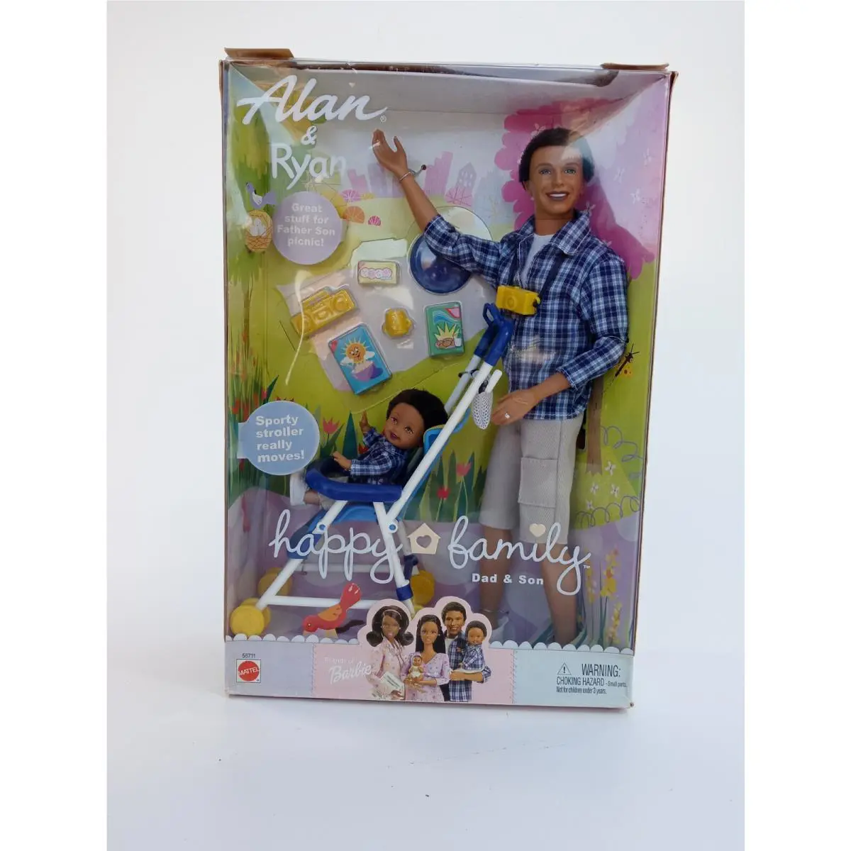 Barbie Happy Family Alan Ryan Dad and Son Dolls African American 2002 Nrfb