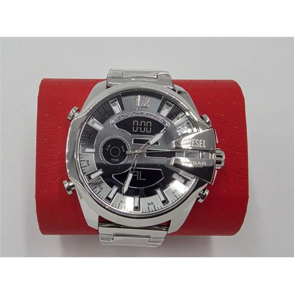 Diesel Mega Chief Analog-digital Dial Chrome Stainless Steel Men`s Watch DZ4648
