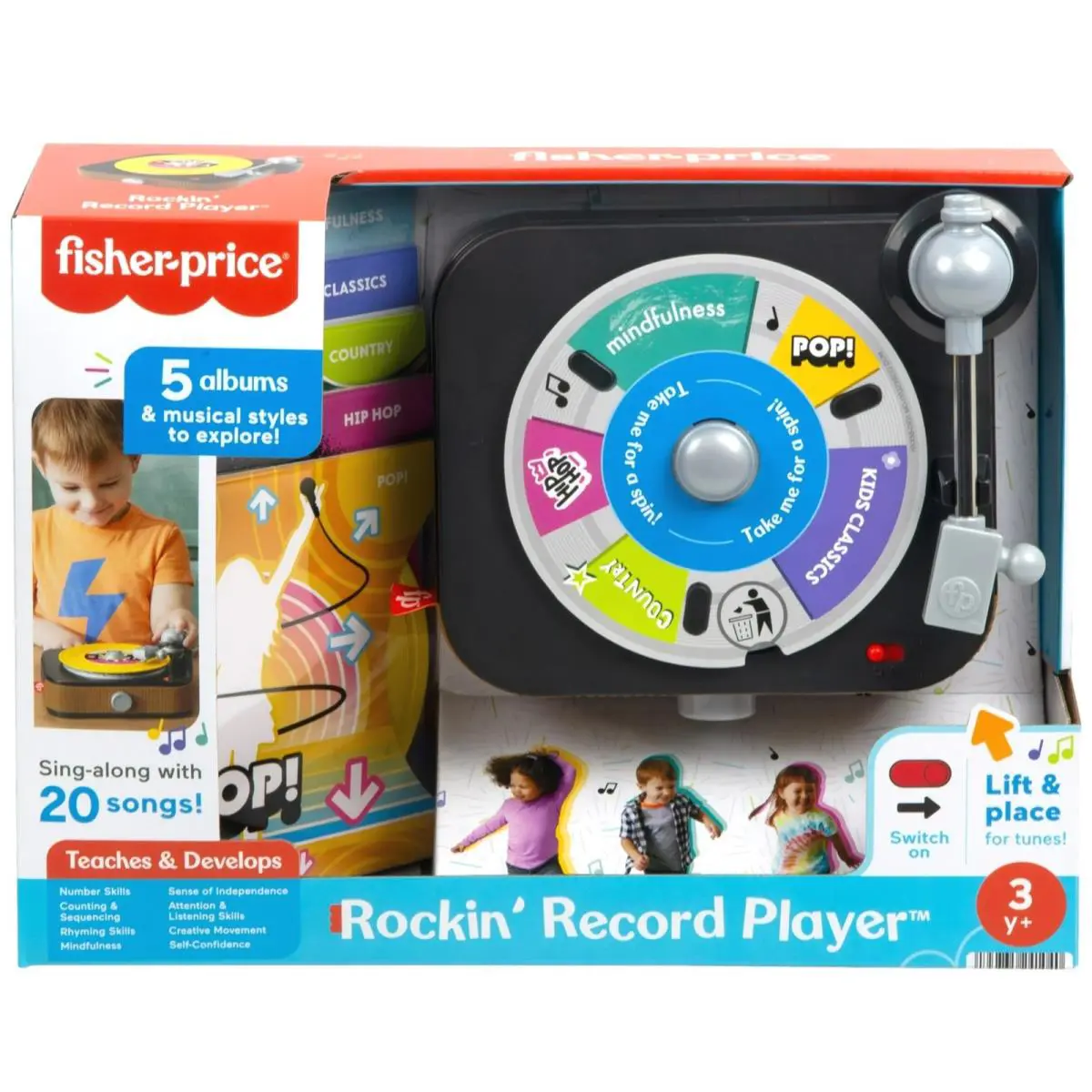 Fisher-price Rockin’ Record Player Musical Toy Turntable 5 Records Toddlers