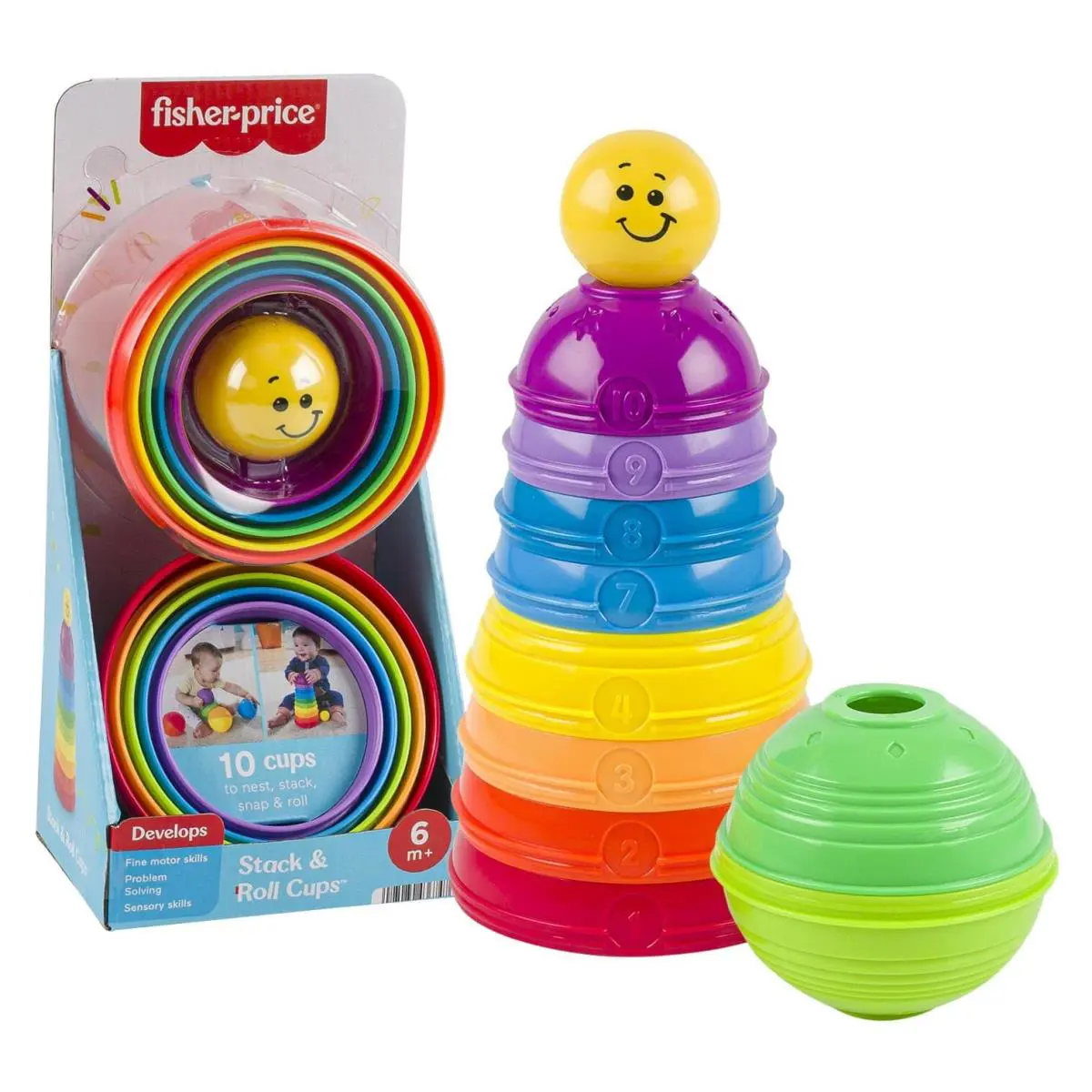 Fisher-price Baby Stacking Nesting Stack Roll Cups Set of 10 Toys Balls