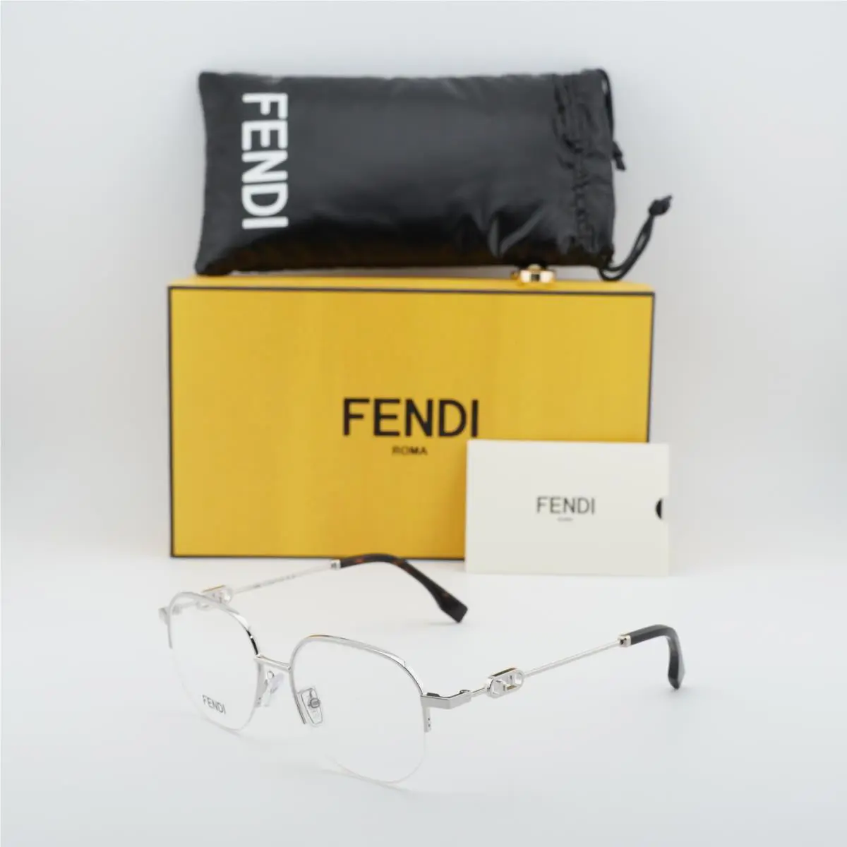 Fendi FE50104F 016 Shiny Palladium 53mm Eyeglasses