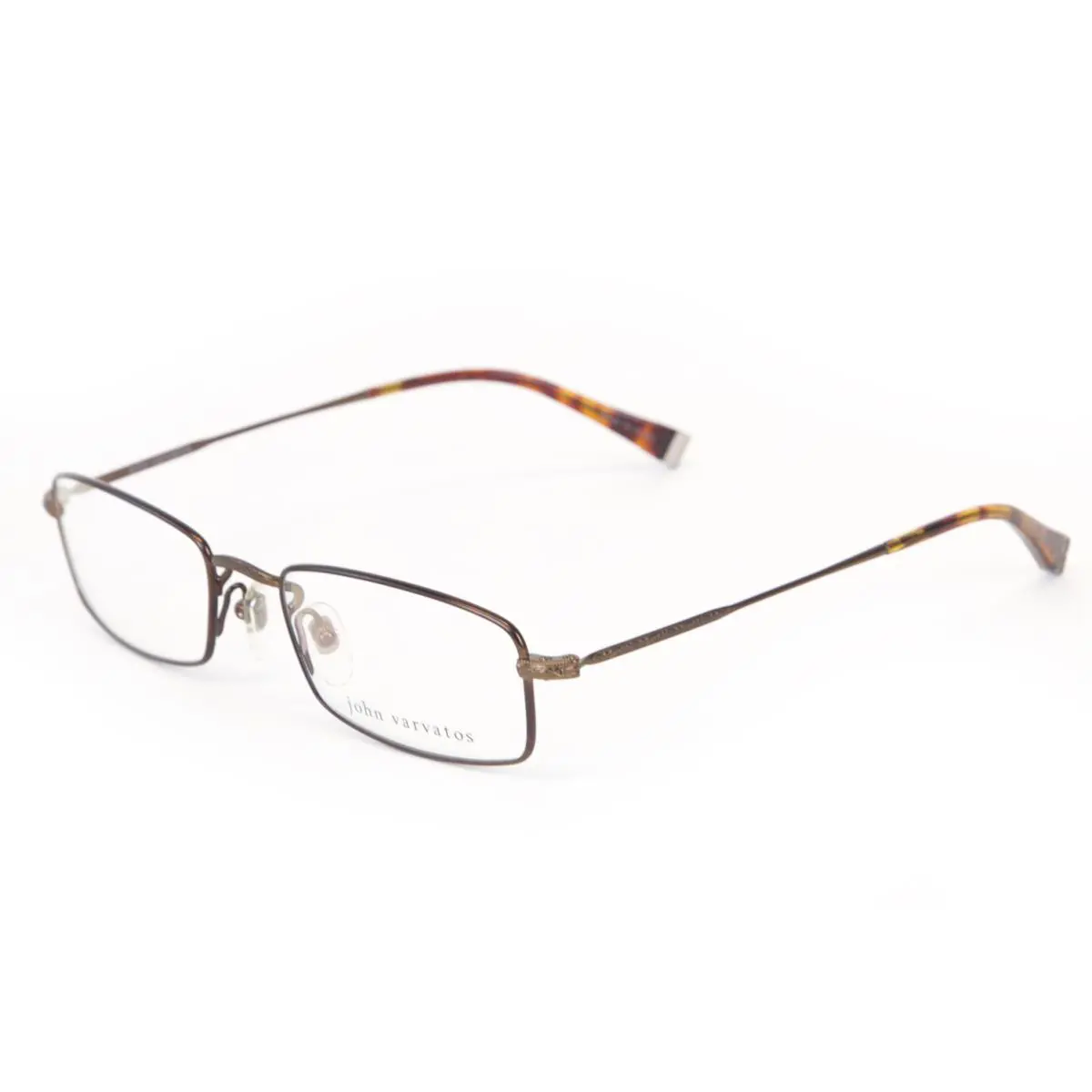 Men`s Rectangular Eyeglass Frames V139 Brown by John Varvatos