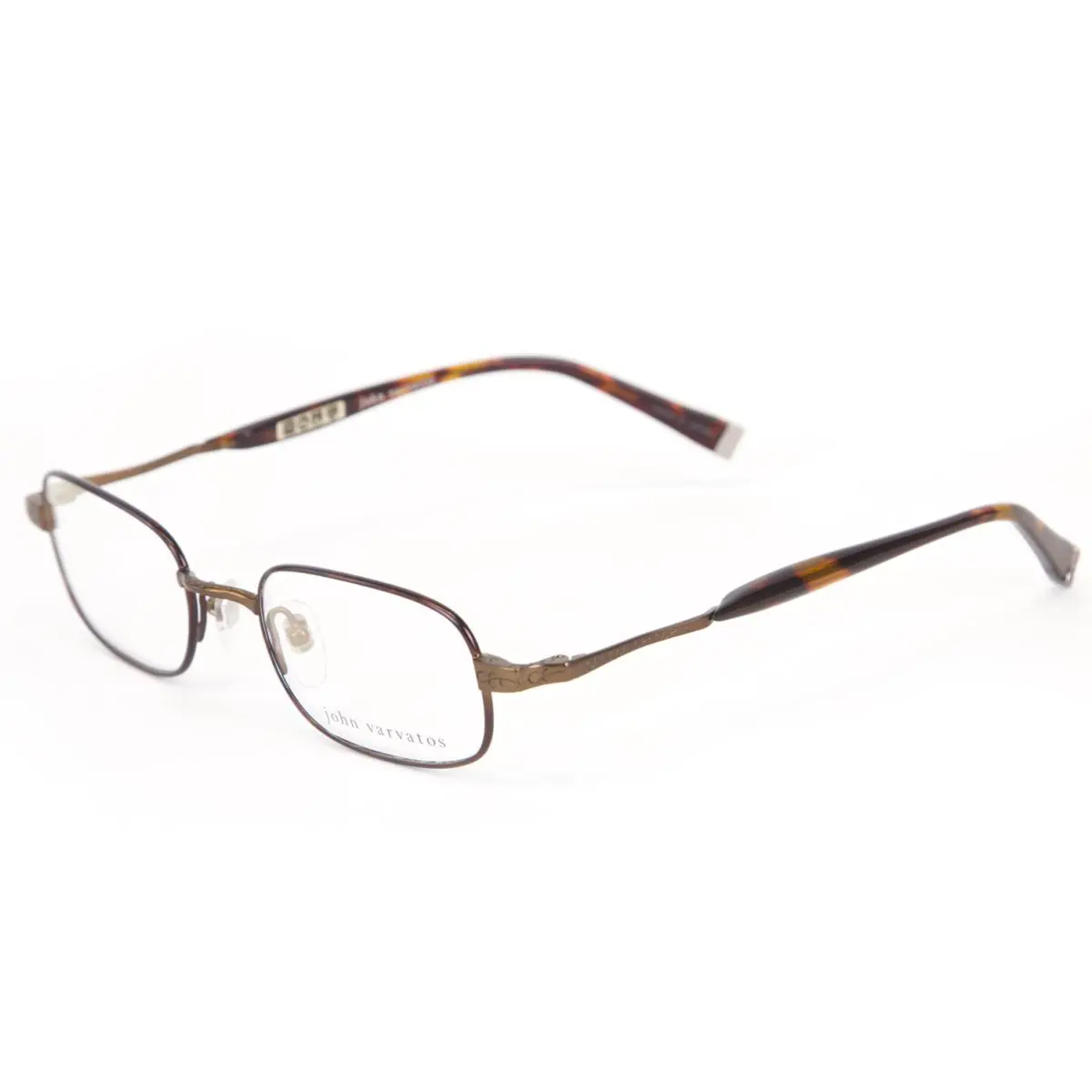 Men`s Rectangular Eyeglass Frames V140 Brown by John Varvatos