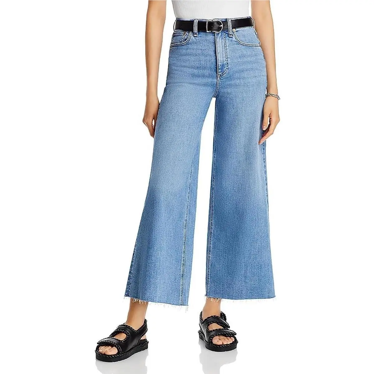 Rag Bone Monterosso Flexi Sofie Raw Hem High Waist Wide Leg Jeans Msrp: