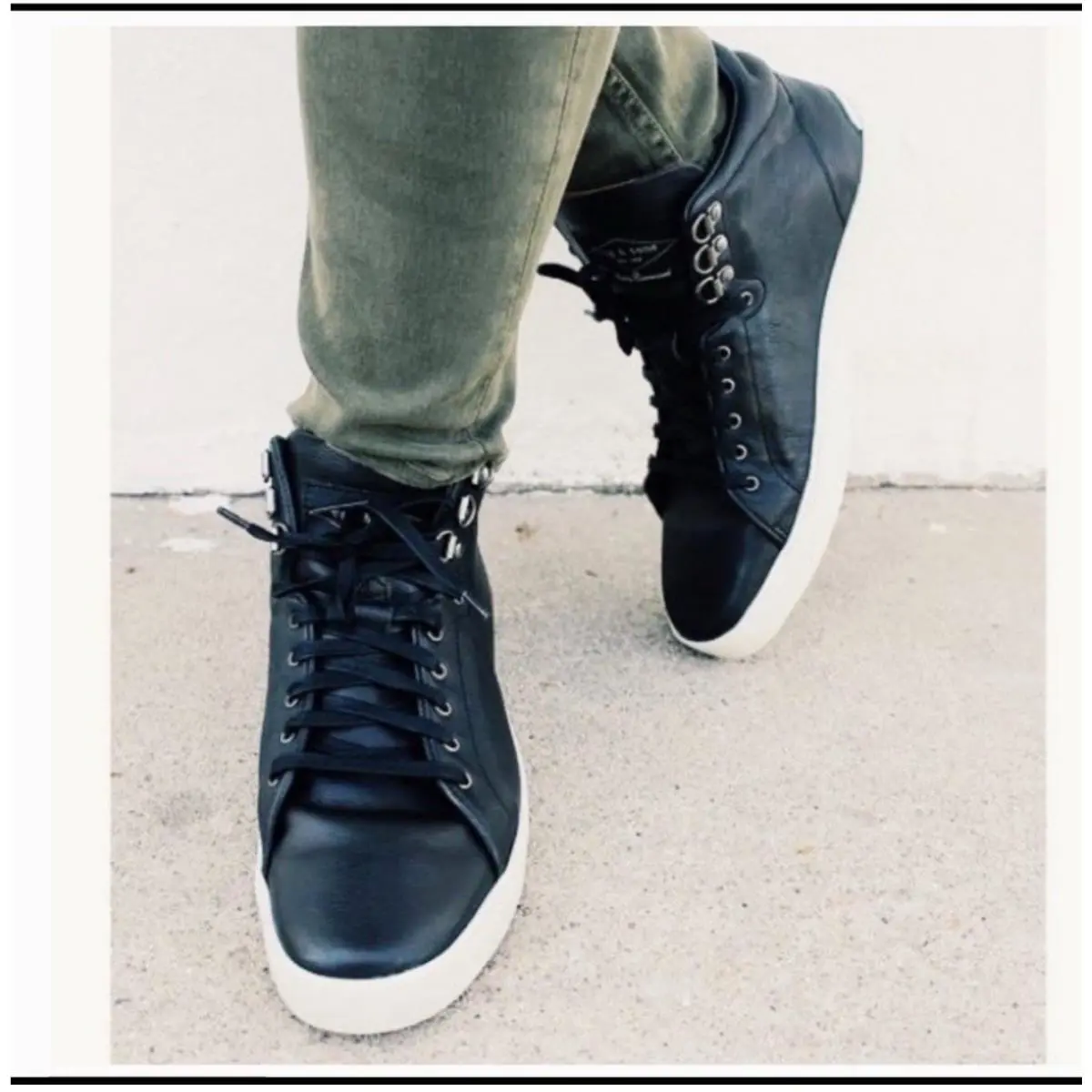 Rag Bone Kent High Top Leather Sneakers Size 37.5 US 7.5 Color Black Box