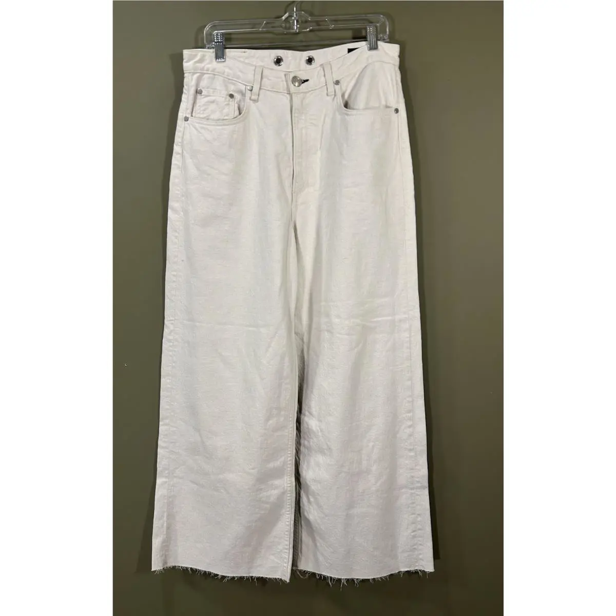 Rag Bone Ruth Super High Rise Wide Leg Jeans Womens Sz 30 White Crop 32x27