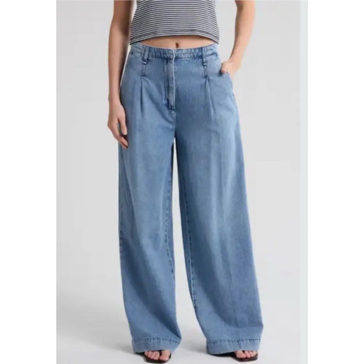 Rag Bone Aurora Pleated Trousers Winwood Wide Leg Jeans . Size 27