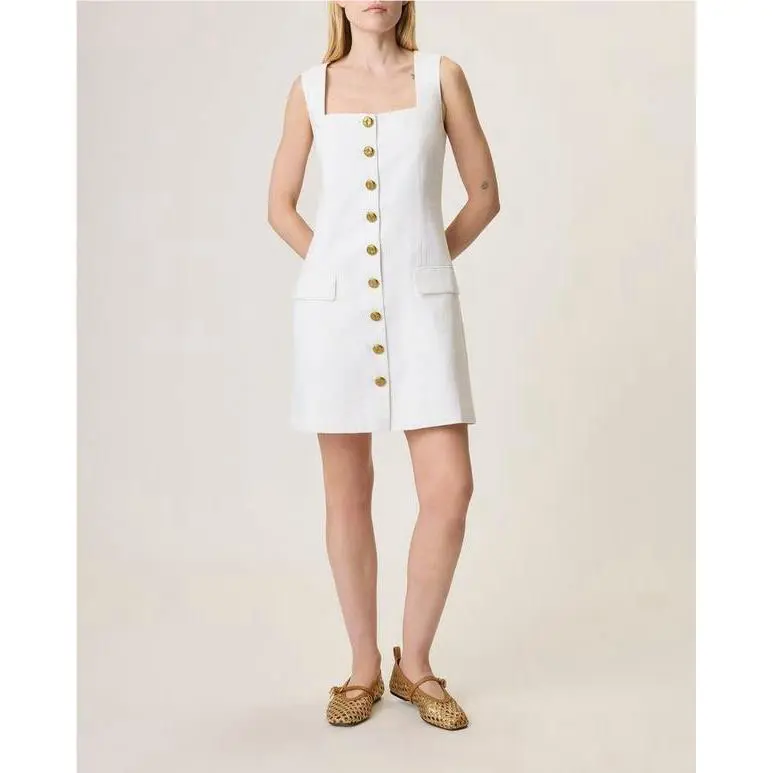 Rag Bones Mona Sleeveless Linen Blend Button Front White Mini Dress Size 2