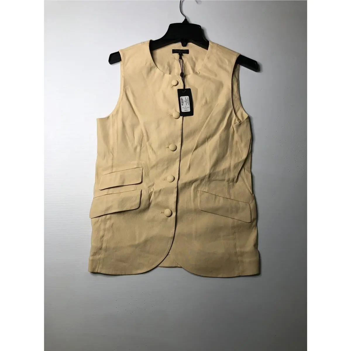 Rag Bone Slade Linen-blend Vest Women`s Size 8 Light Tan