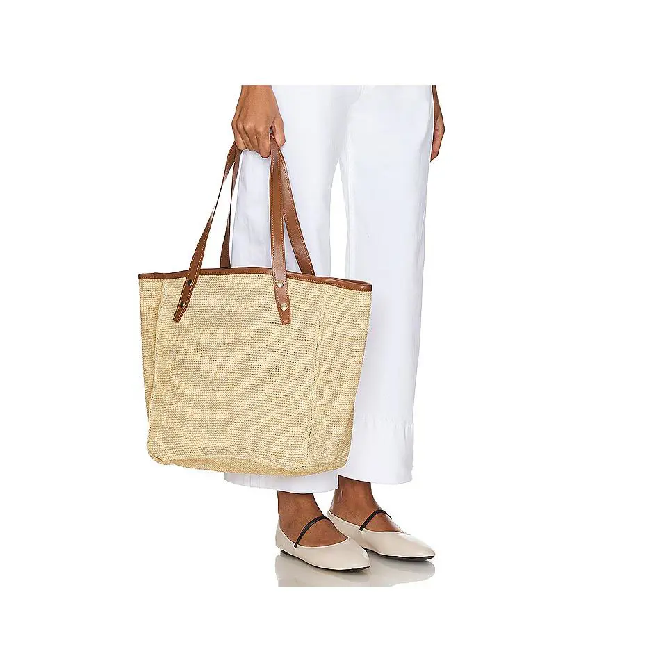Rag Bone Daily Straw Shoulder Tote Natural Gold