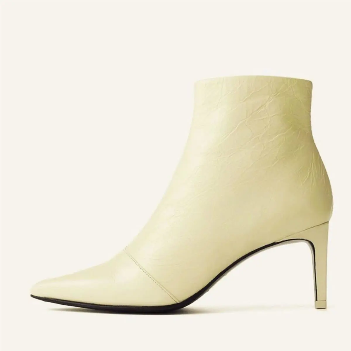 Rag Bone Women’s Beha Crinkle Cream Leather Pointed-toe Ankle Boots