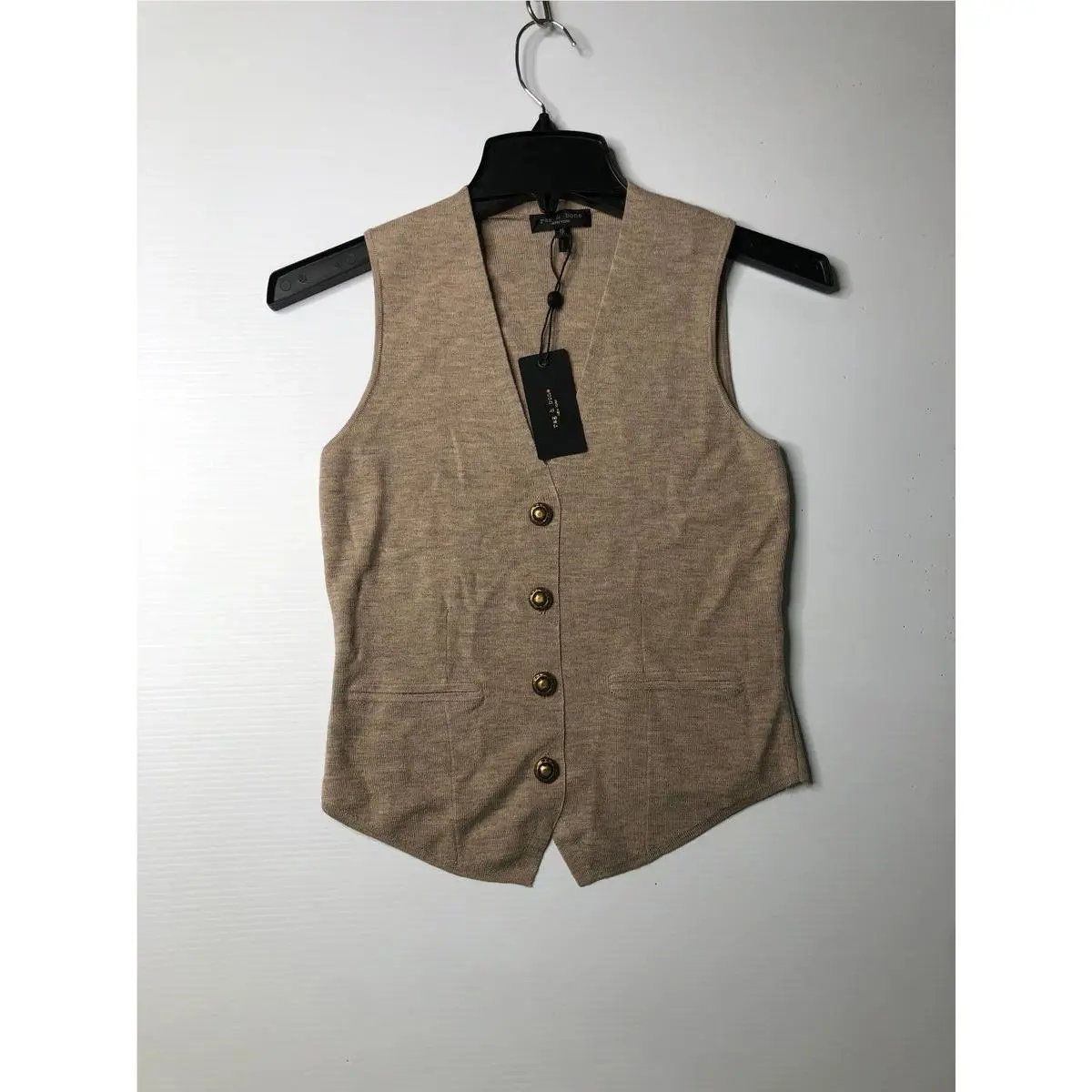 Rag Bone Ella Merino Wool-blend Sweater Vest Women`s Size XS Taupe