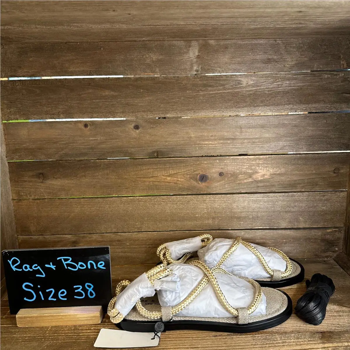 Womens Rag Bone Infinity Rope Ivory Ankle Sandals Size Eur 38 US 8 M