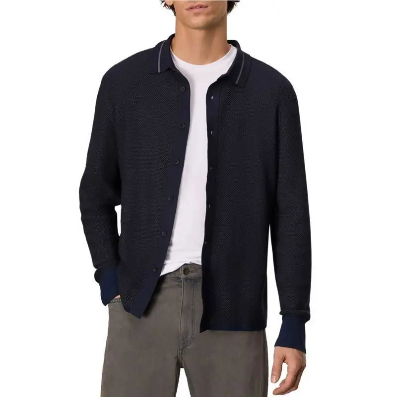 Rag Bone Harvey Pique Button Front Shirt Men`s L Salute Collared Long Sleeve