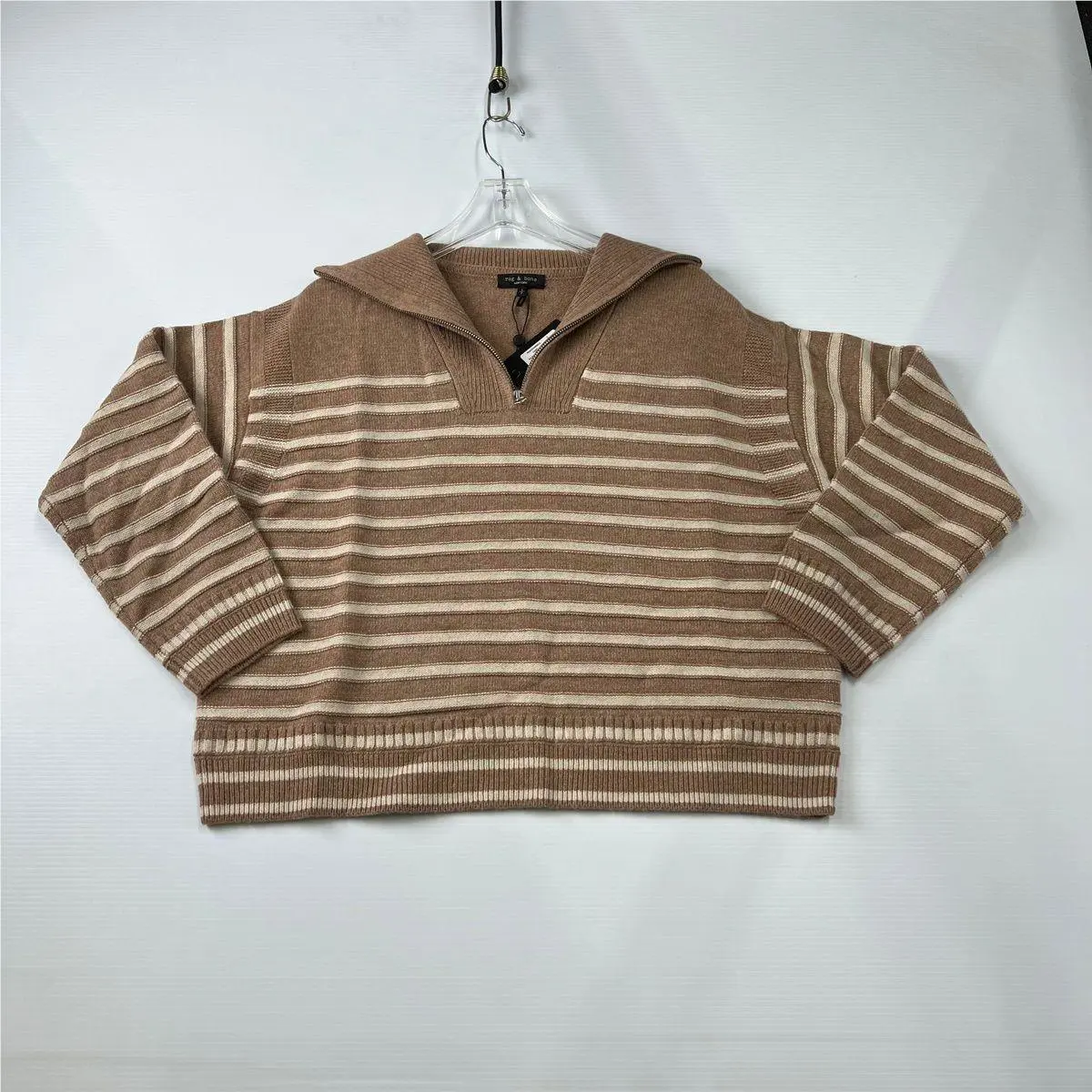Rag Bone Raven Wool-cashmere Half-zip Sweater Women`s Size S Camel