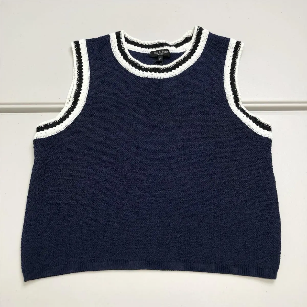 Rag Bone Meghan Vest Navy Sleeveless Knit Sweater Small Women’s