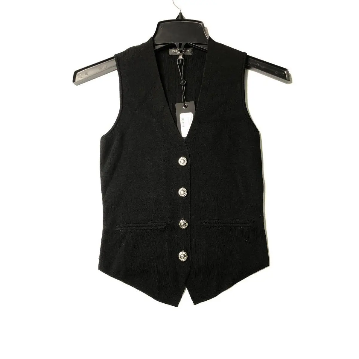 Rag Bone Ella Merino Wool-blend Sweater Vest Women`s Size 2XS Black