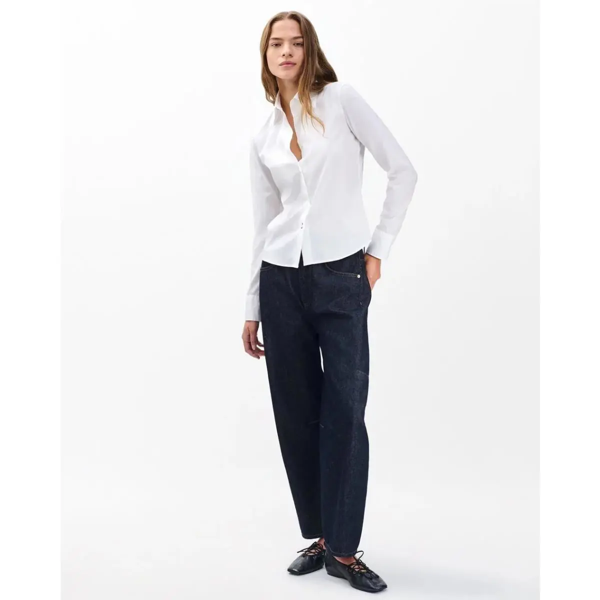 268 Rag Bone Women`s Dayton Poplin Shirt In White Size: Medium