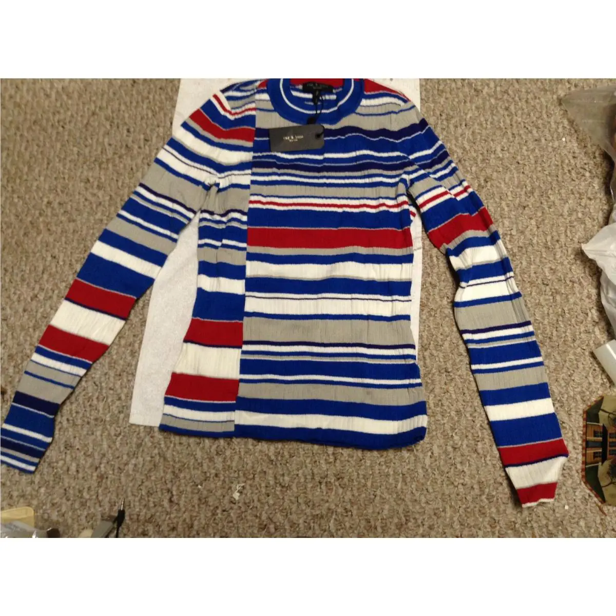 w Tags Rag Bone Blue Mason Crew Light Sweater/ Shirt S Free S H