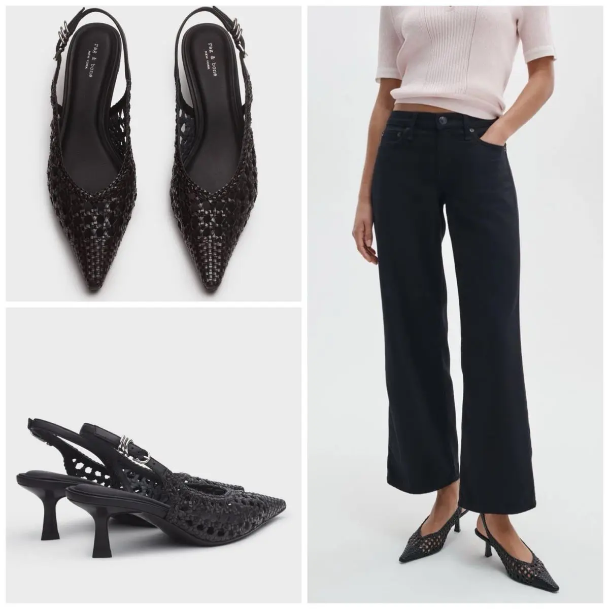 Rag Bone Brynn Slingback Heel In Black Woven Size:39 US 9
