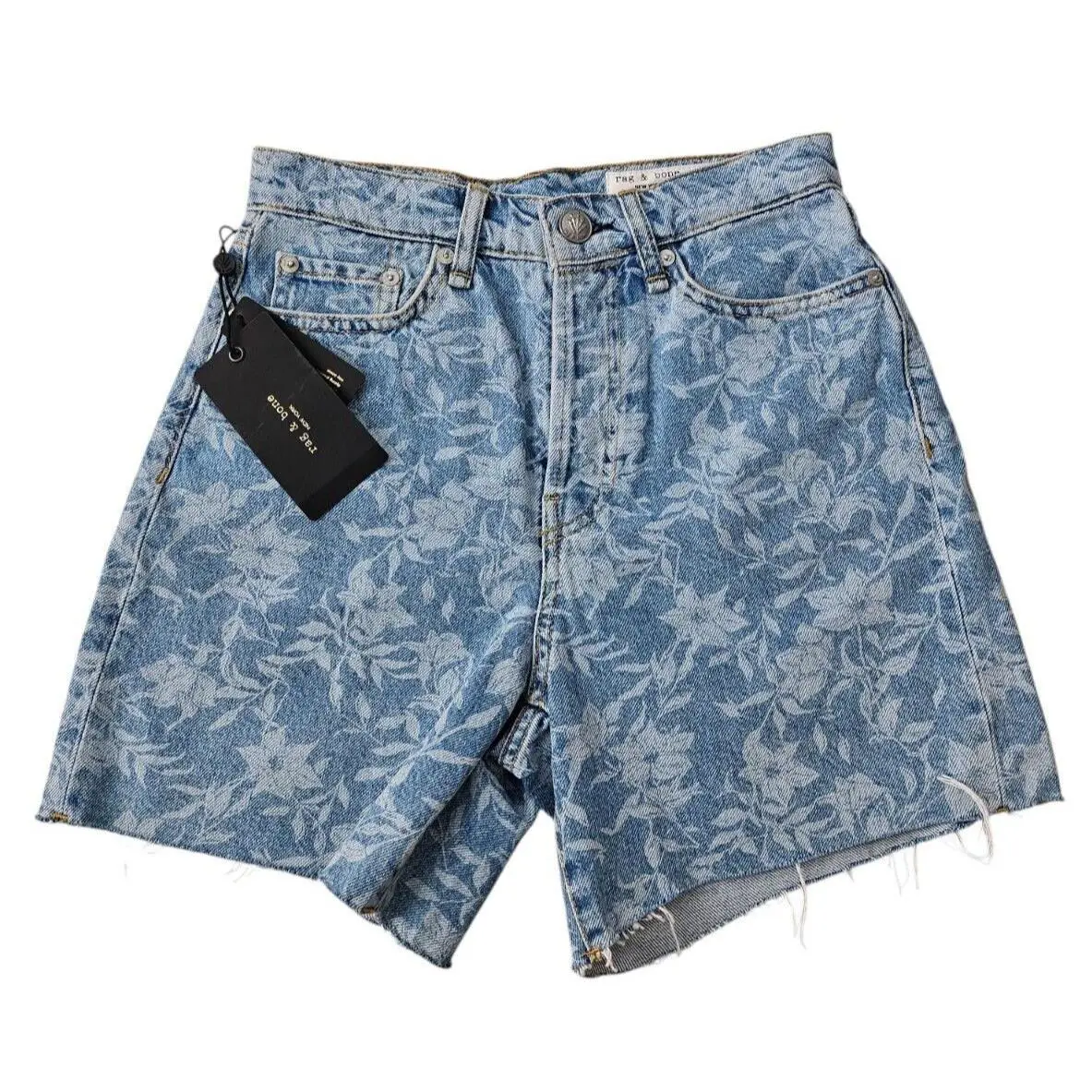 Women`s Rag Bone Floral Print High Rise 6 Denim Shorts Size 24