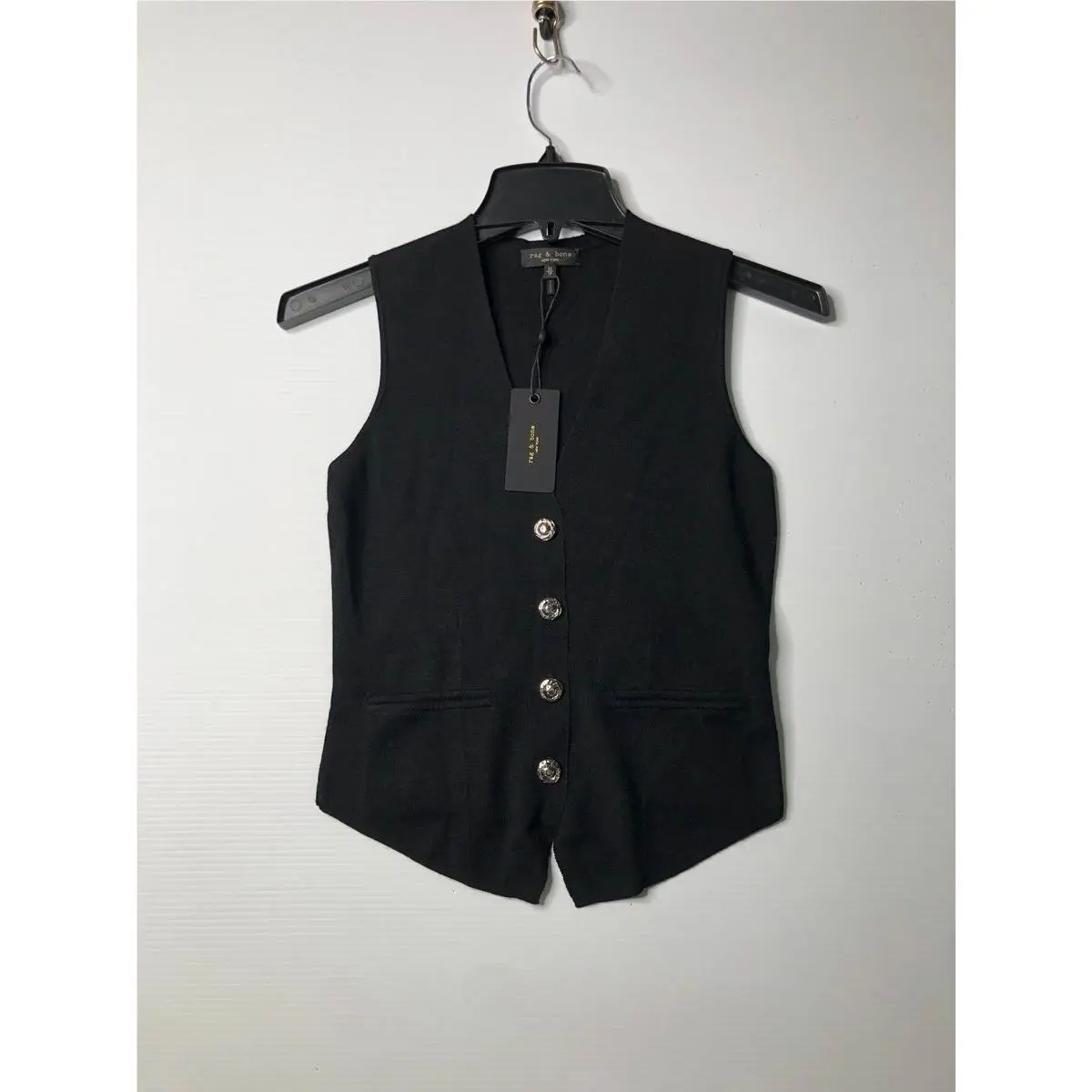 Rag Bone Ella Merino Wool-blend Sweater Vest Women`s Size XS Black