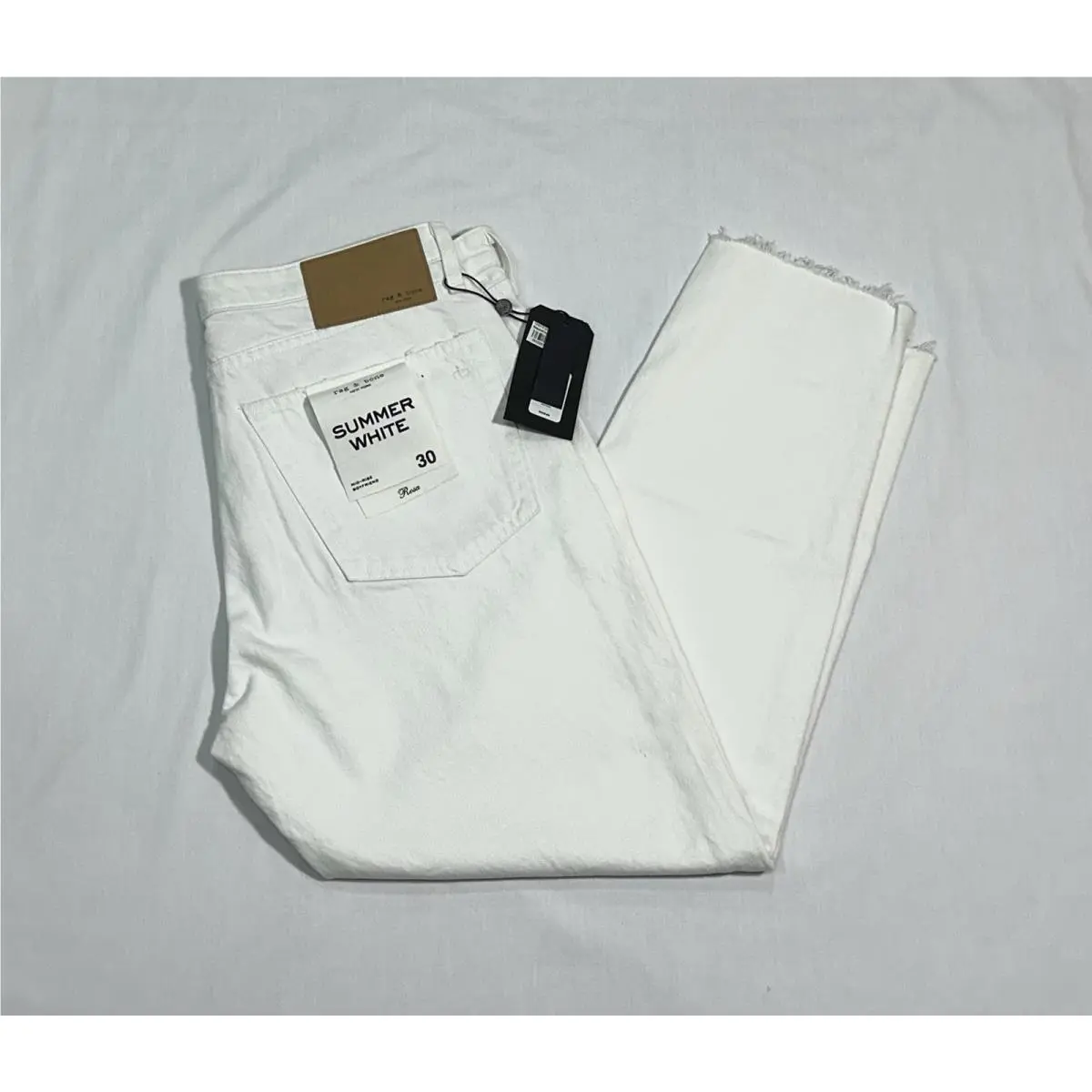 Rag Bone Womens Rosa Summer White Mid-rise Boyfriend Jeans Size 30