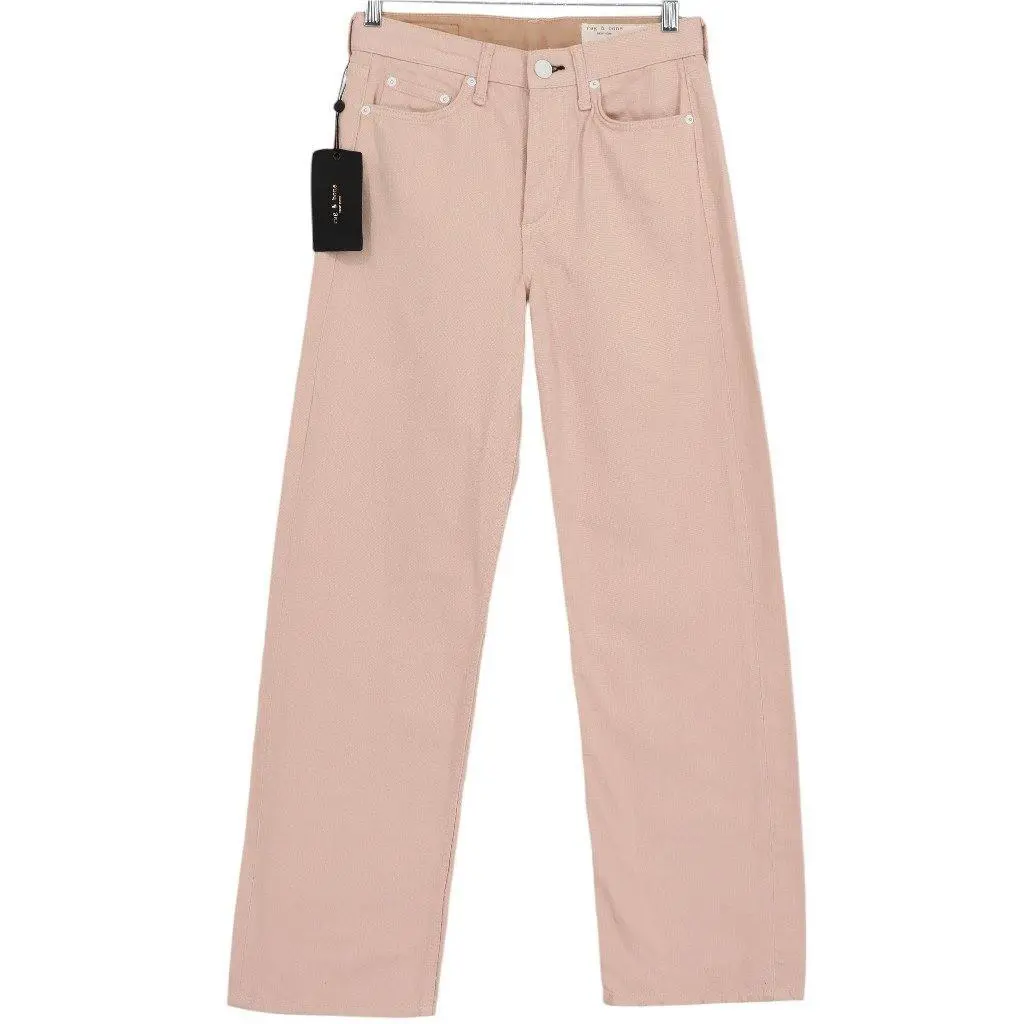 Rag Bone Women`s Logan Mid-rise Wide Leg Jeans Blush Pink Size 24