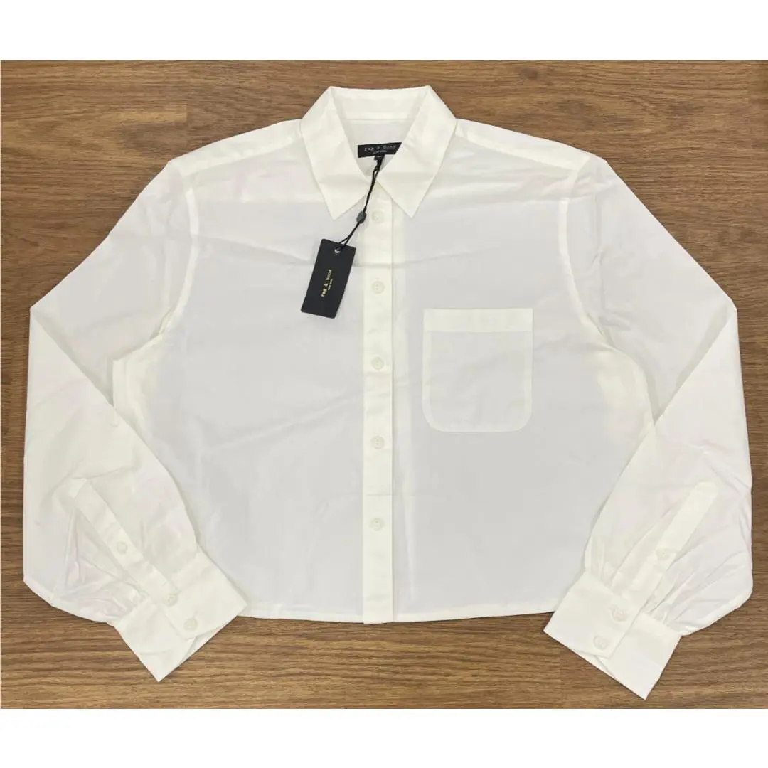 198 Rag Bone Women`s Max Crop Shirt In White Size: Medium