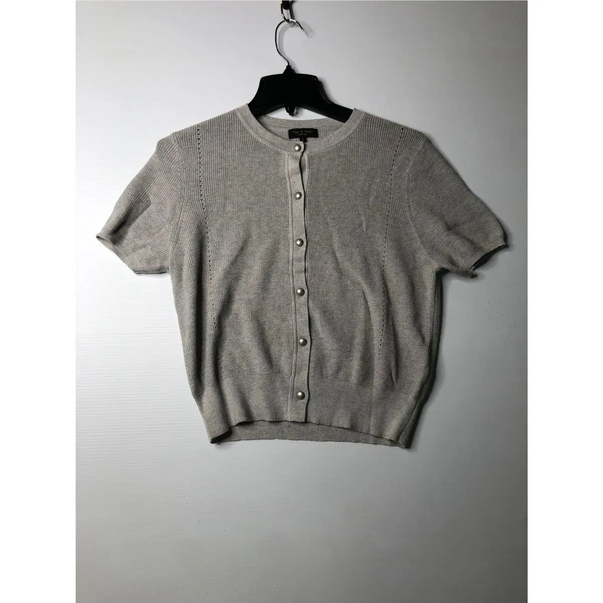 Rag Bone Dina Cotton-cashmere Cardigan Women`s Size M Heather Grey