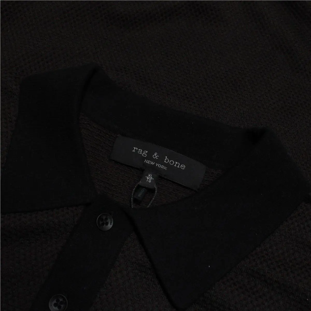 Rag Bone Harrow Long Sleeve Polo Shirt Size XL in Army Green Black / Brown