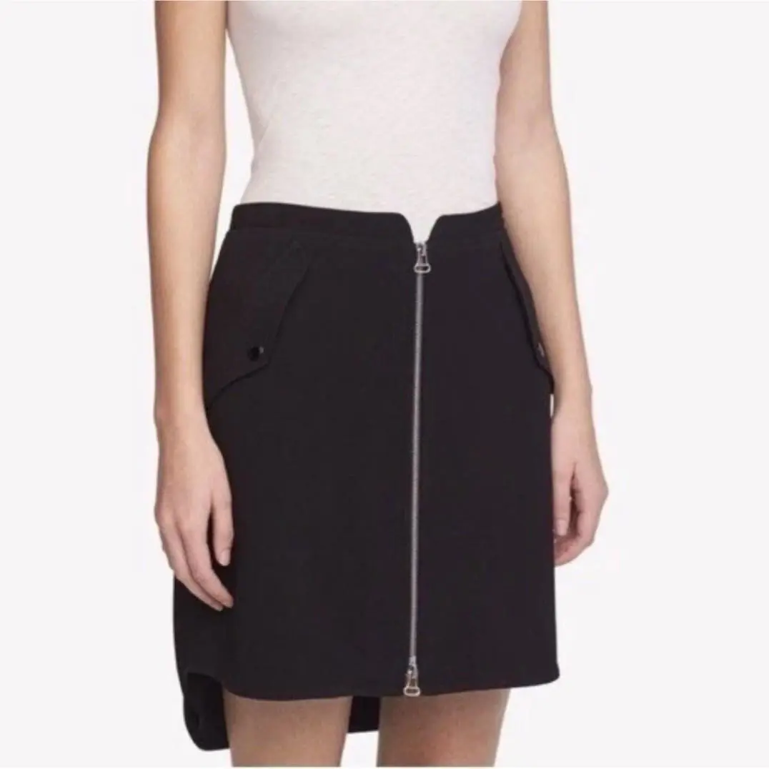 Rag Bone Maverick Zipper Skirt Sz 00 Black Asymmetrical Hem High Low