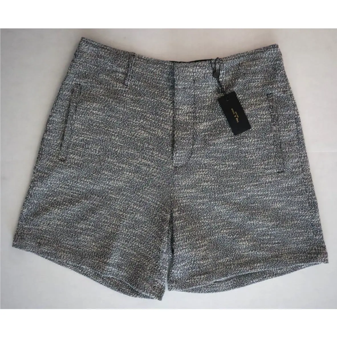 Rag Bone WAW24S9006CU06 Women`s Sz 12 Navy White Multi Dylan Tweed Shorts