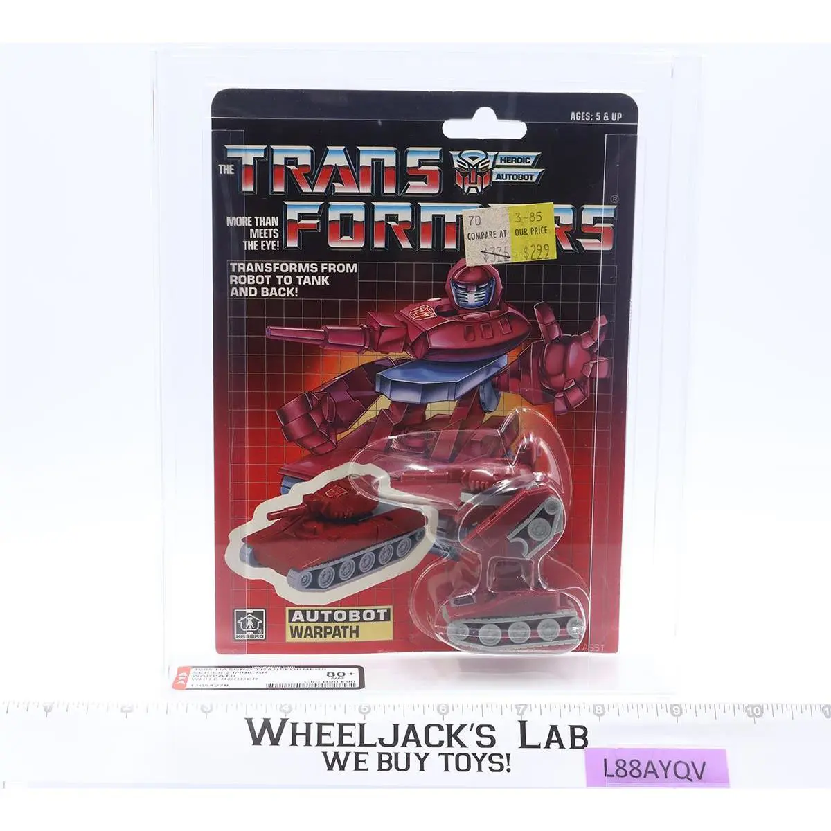 Warpath White Border Afa Graded 80+ 80/90/90 Transformers 1985 Hasbro
