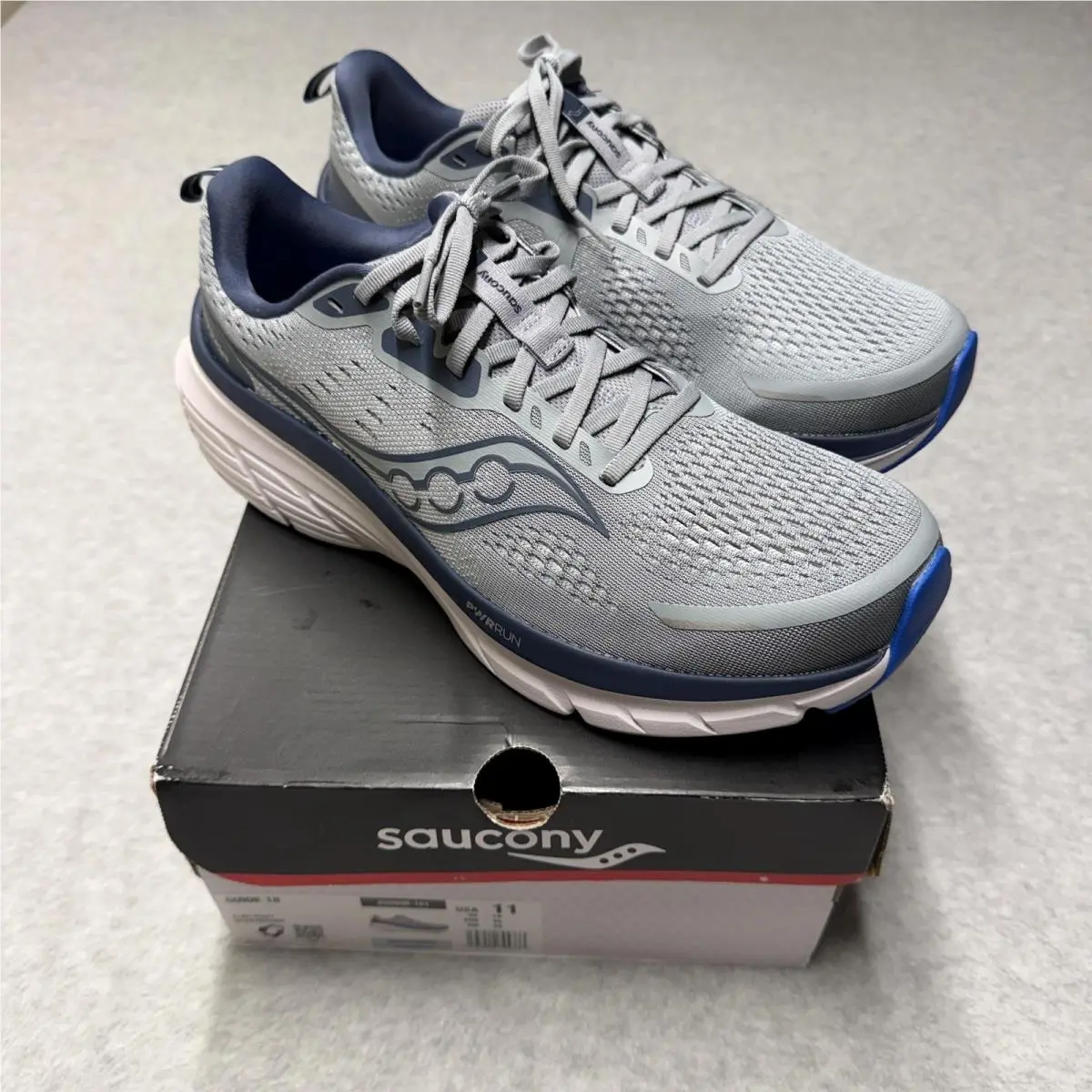 Saucony Guide 18 Shoes Mens 11 Gray Navy Running Stability Cushioned S20998-161