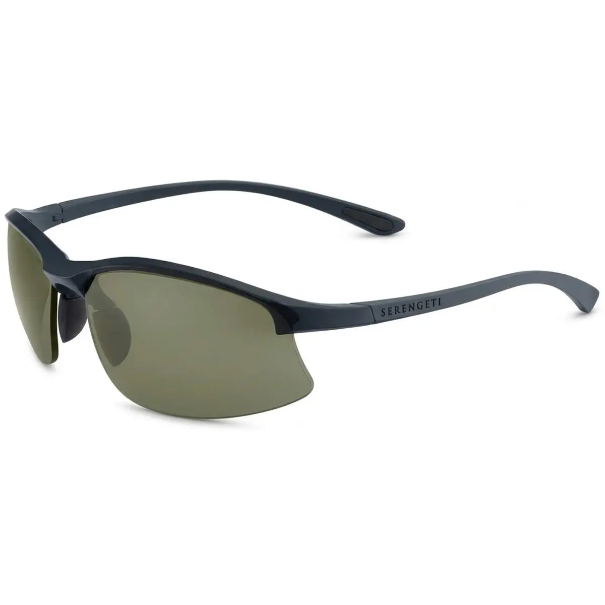Winslow 2.0 Polarized Semi-rimless Wrap Sunglasses - Made in Italy Matte Crystal Black/555nm Green (003) by Serengeti