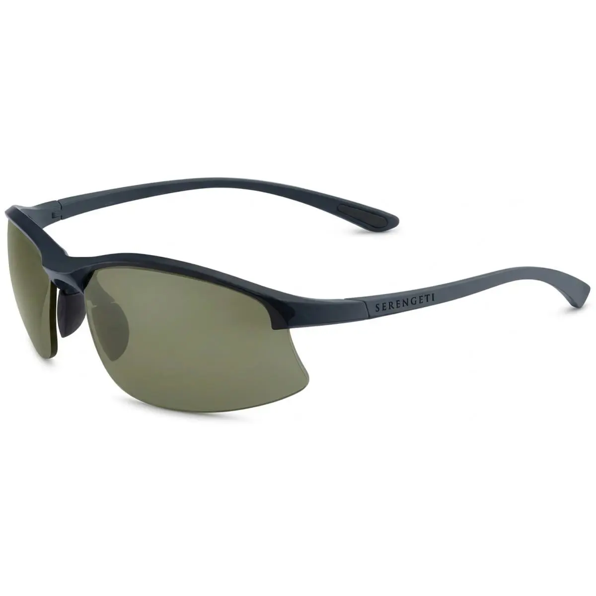Winslow 2.0 Polarized Semi-rimless Wrap Sunglasses - Made in Italy Matte Crystal Black/555nm Green (003) by Serengeti